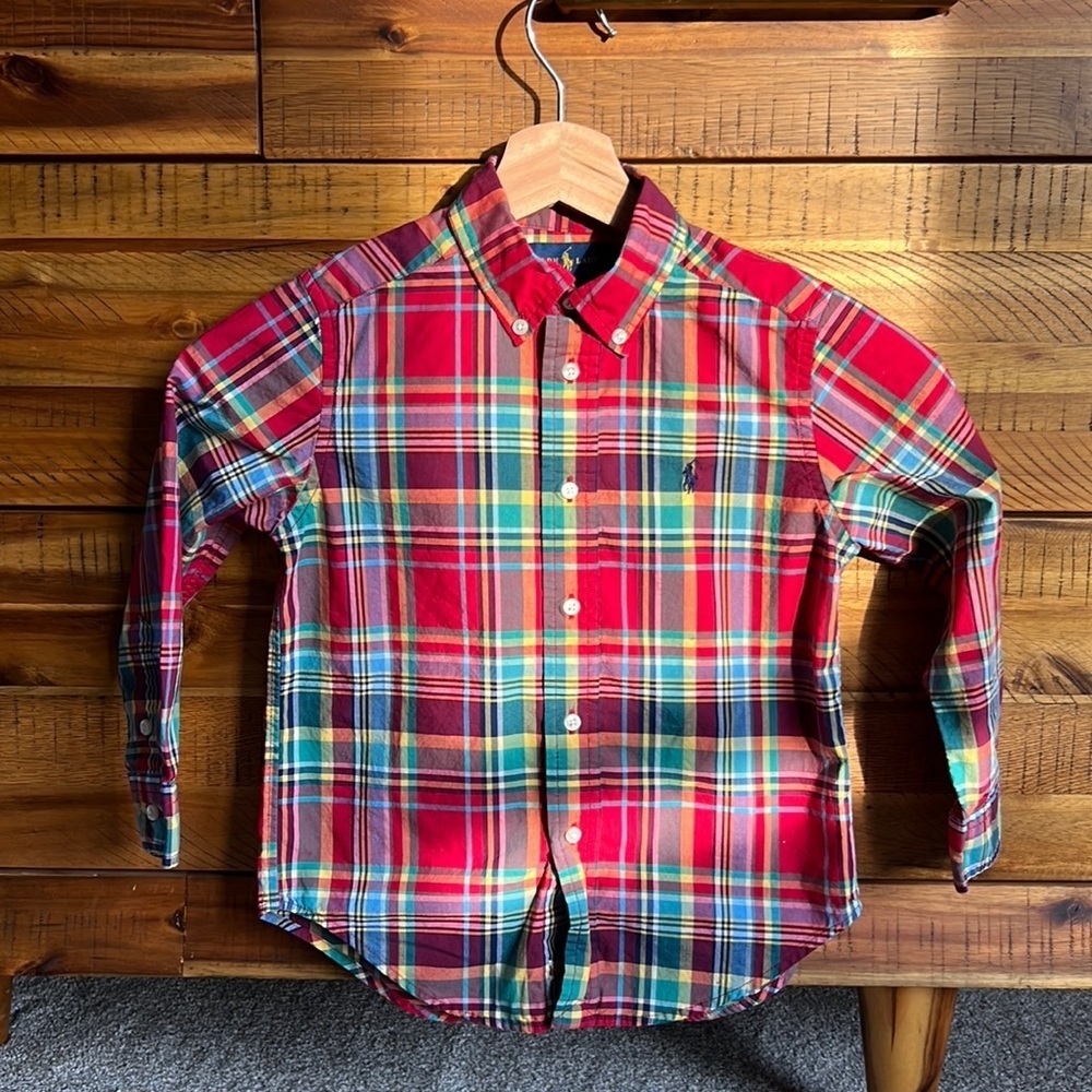 Polo Ralph Lauren Boys Red Madras Plaid Button-down Shirt